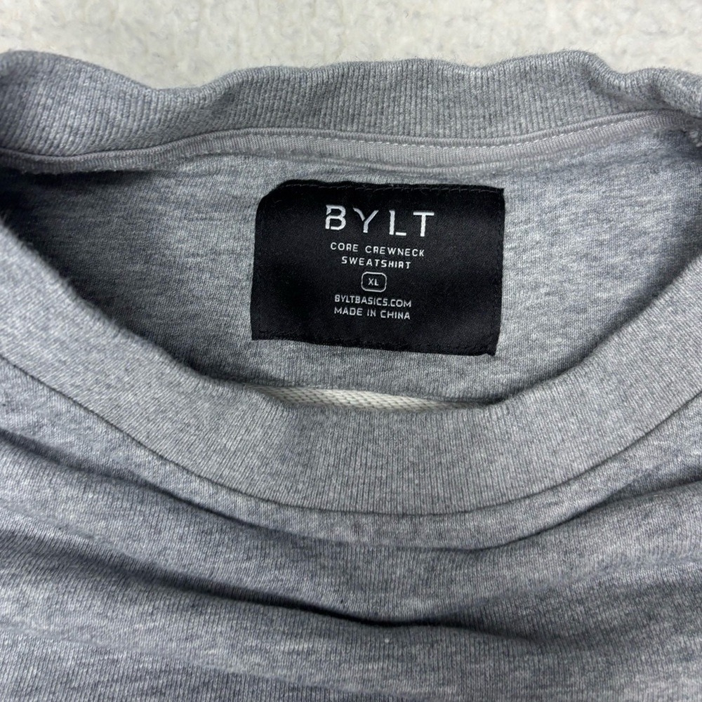 BYLT Men Gray Active Fleece Core Crewneck Sweatshirt - Picture 5 of 13